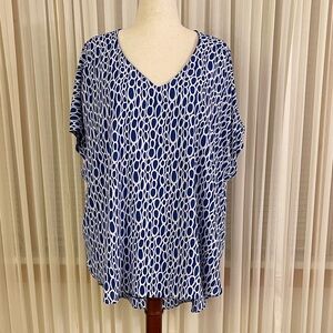Cato Blue and White Patterned Women's Top